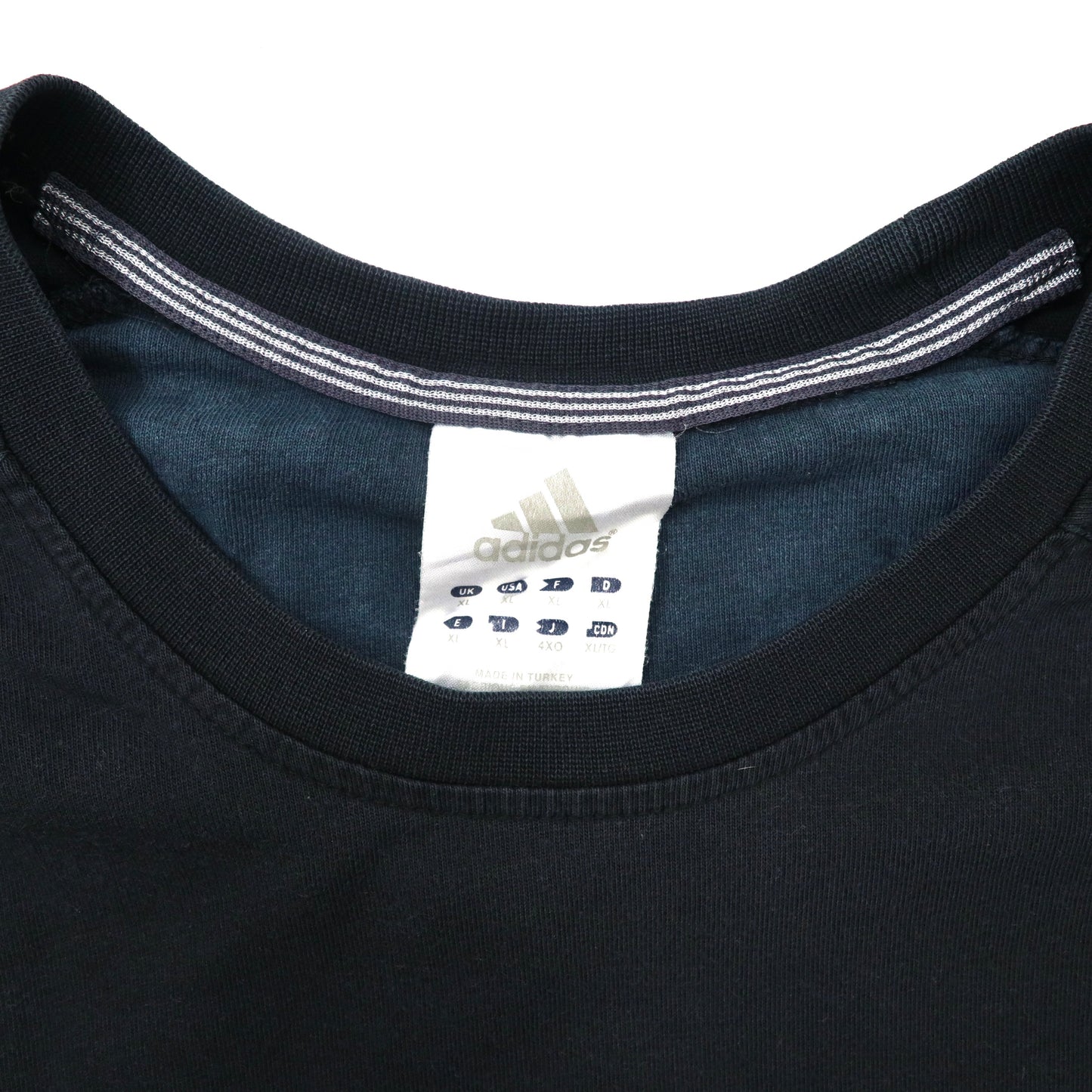 adidas ビッグサイズTシャツ 4XO ブラック コットン ワンポイントロゴ刺繍 00年代