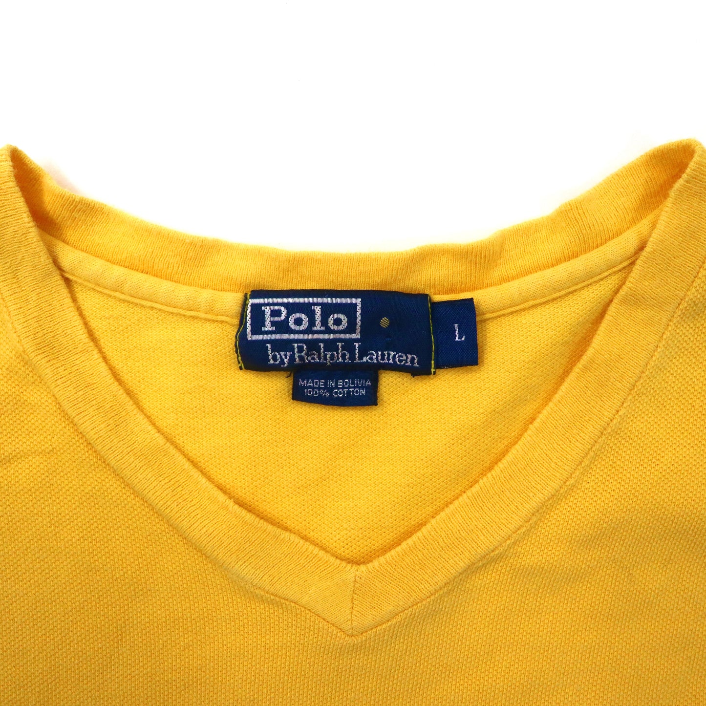 Polo by Ralph Lauren VネックTシャツ L イエロー コットン スモールポニー刺繍