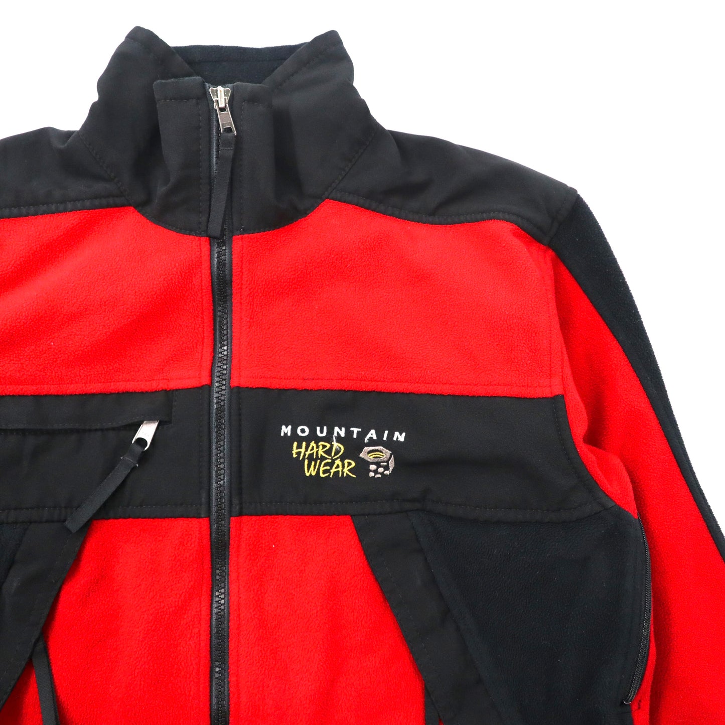 MOUNTAIN HARD WEAR ナイロン切替フリースジャケット S レッド ブラック ロゴ刺繍 90年代 USA製