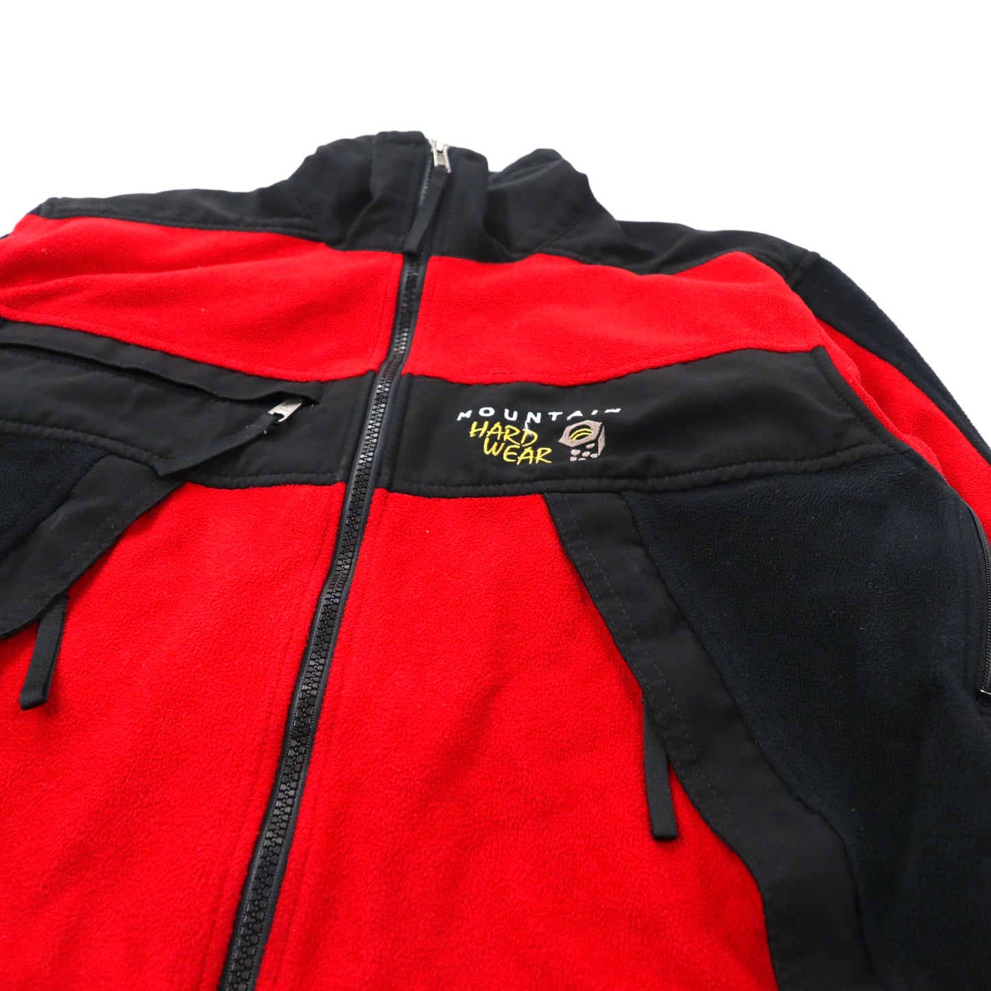 MOUNTAIN HARD WEAR ナイロン切替フリースジャケット S レッド ブラック ロゴ刺繍 90年代 USA製