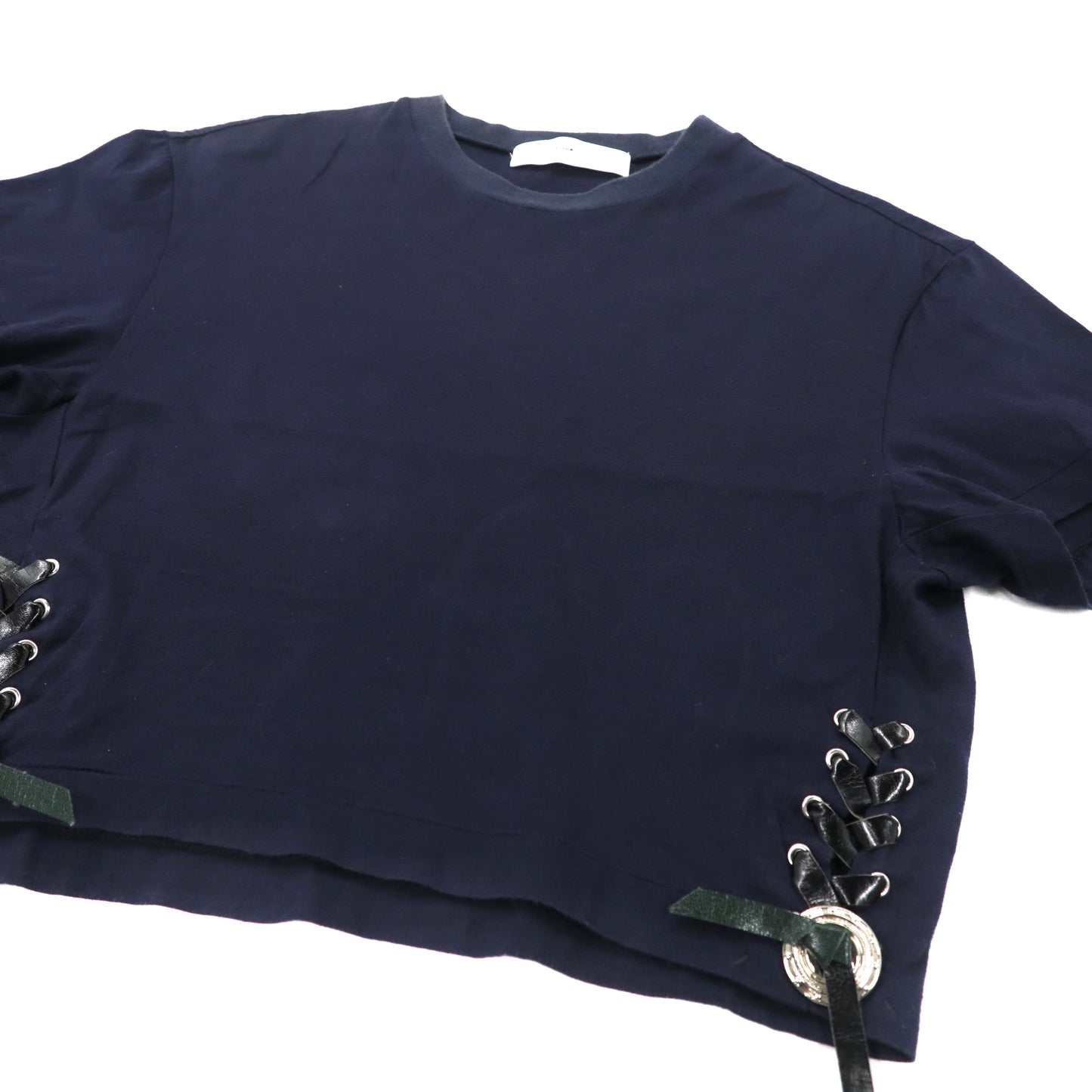 TOGA PULLA Lace-up T-shirt 38 Navy Cotton TP61-JK504 Japan MADE