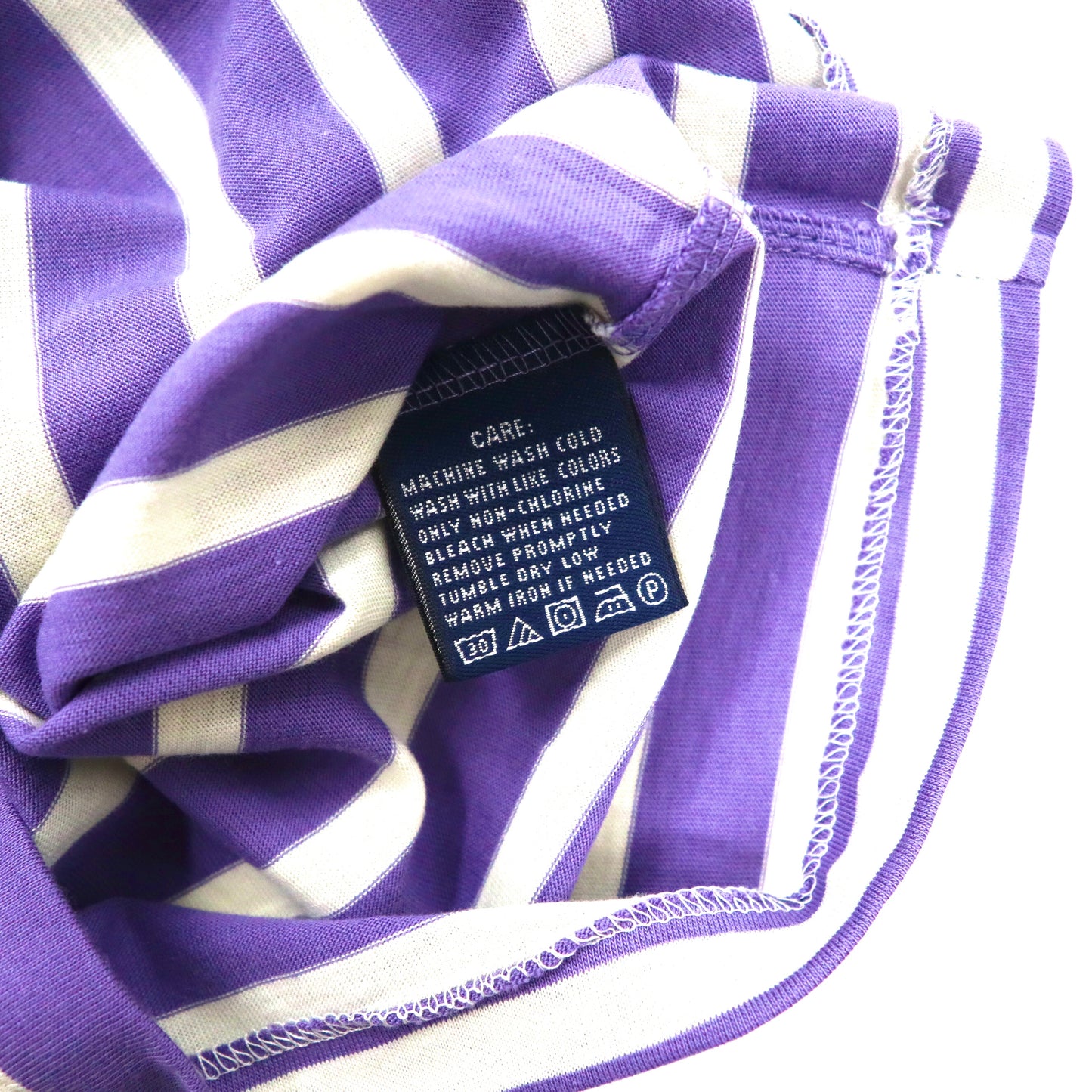 RALPH LAUREN SPORT ボーダーTシャツ S パープル コットン スモールロゴ刺繍 未使用品