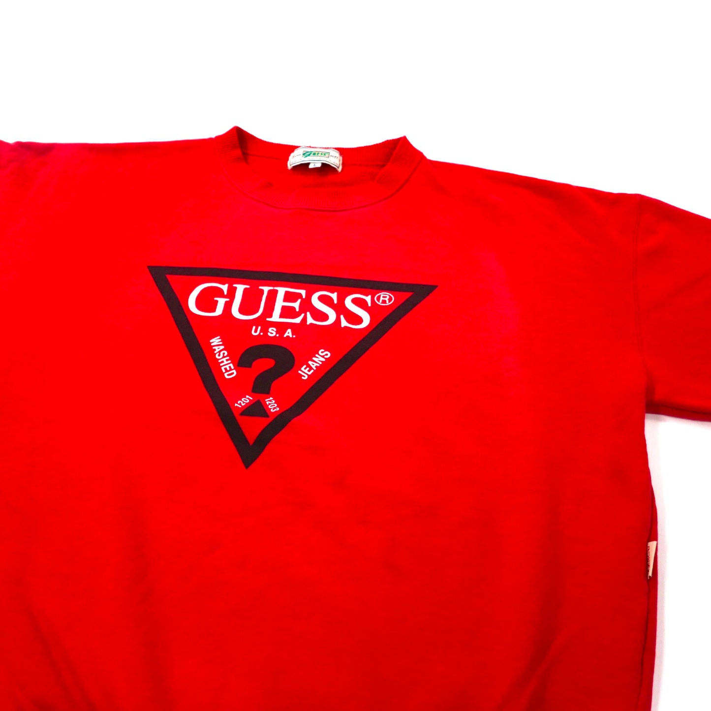 GUESS クルーネックスウェット L レッド コットン 90年代 日本製