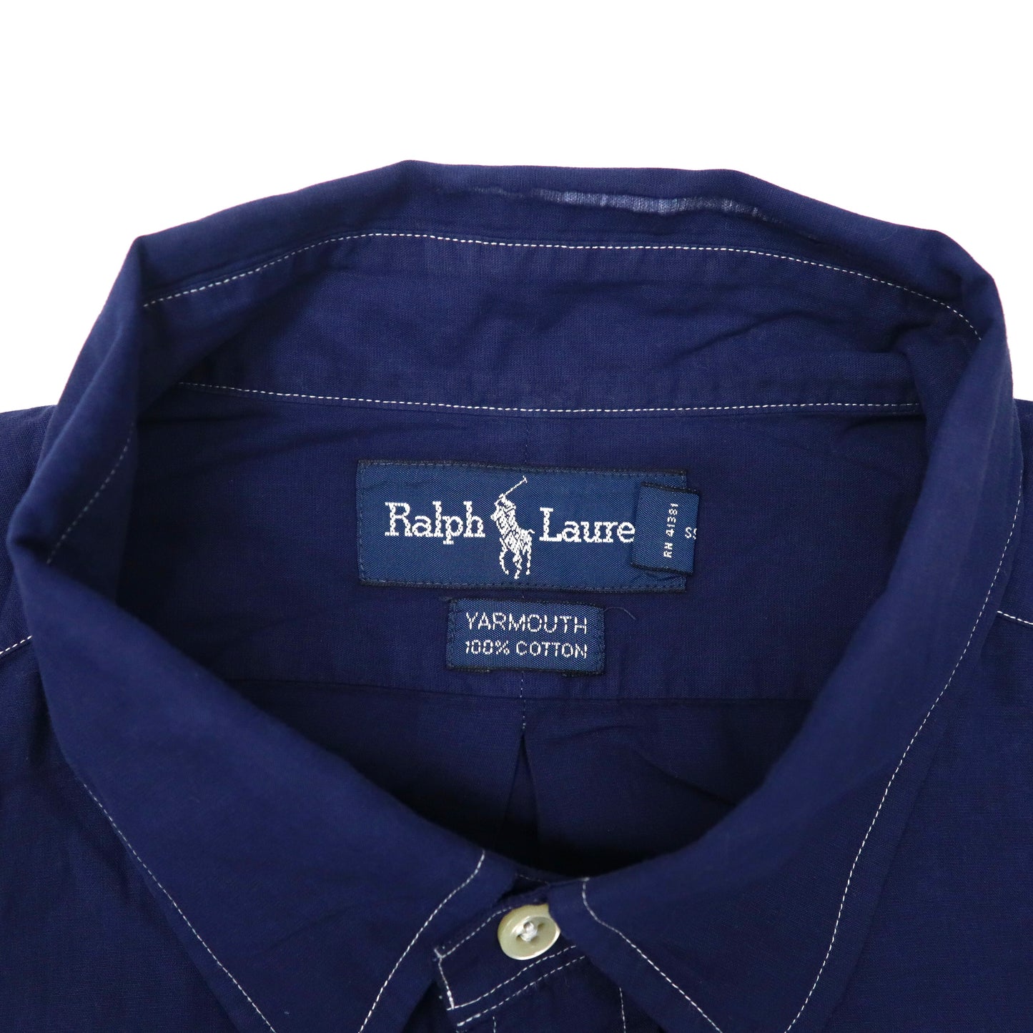Ralph Lauren 半袖シャツワンピース 17 1/2 ネイビー コットン YARMOUTH スモールポニー刺繍