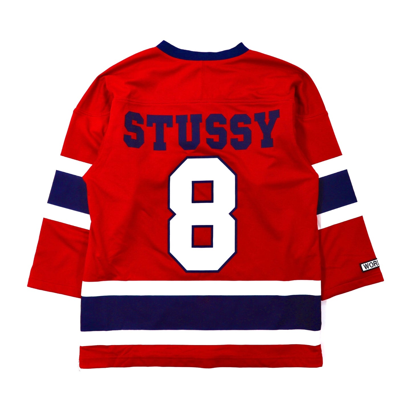 STUSSY Mesh Hockey Shirt Game Shirt S Red Numbering Logo Print