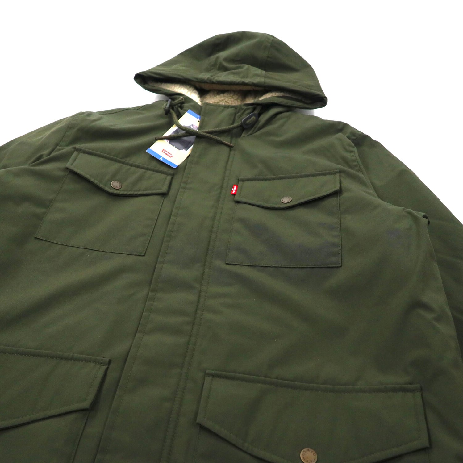 LEVI'S Ark Tick Hoody Mountain Jacket L Khaki Polyester Back BOA LM0CP263  Unused