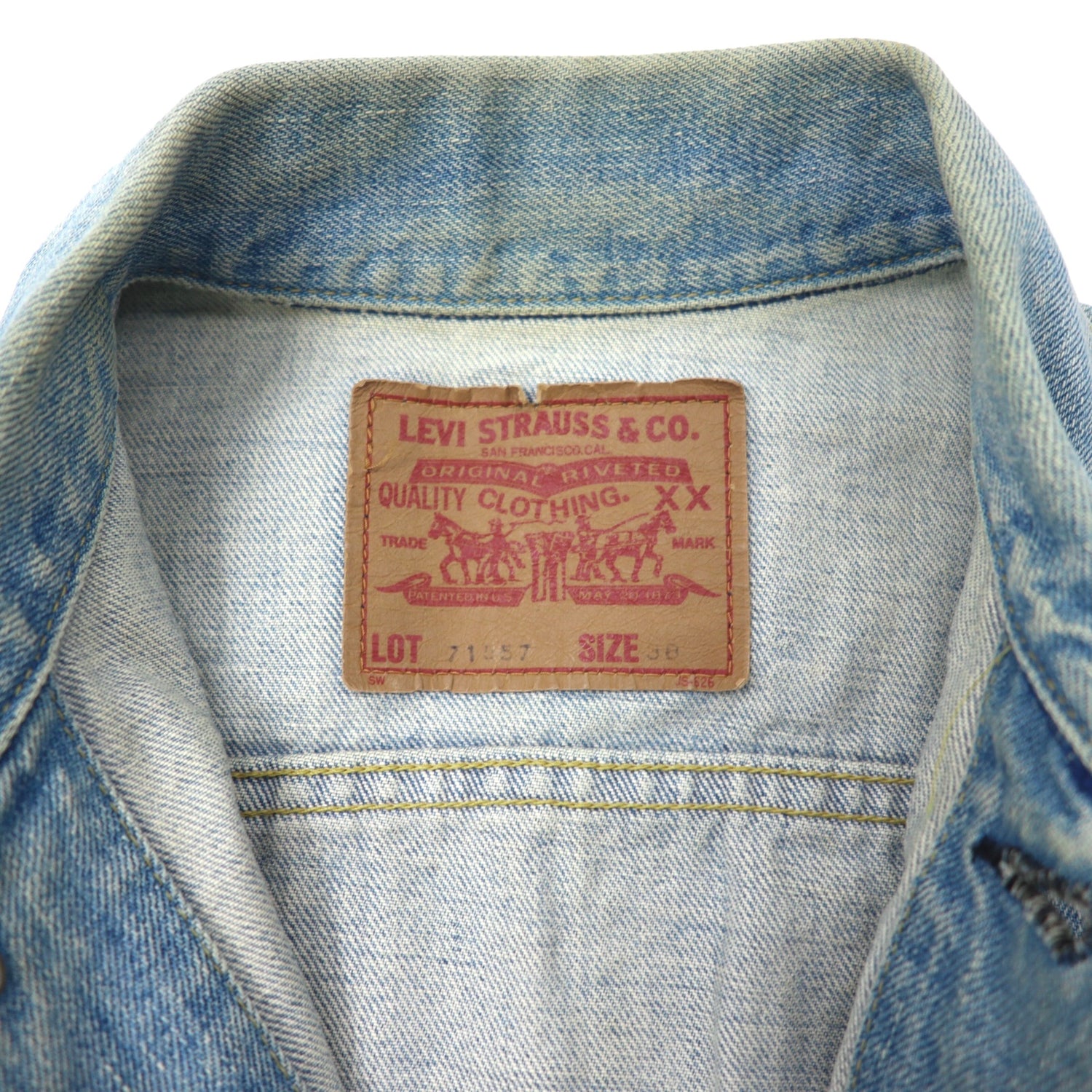 Levi's Denim Jacket G Jean 38 Blue 3rd Model Reprint 71557 Big E 