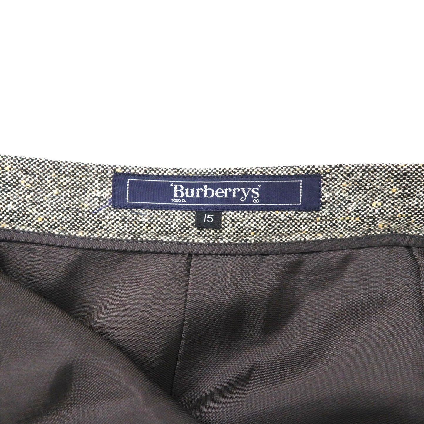 Burberrys ツイード ロングスカート 15 グレー ウール 羊毛 カシミヤ混 オールド 日本製