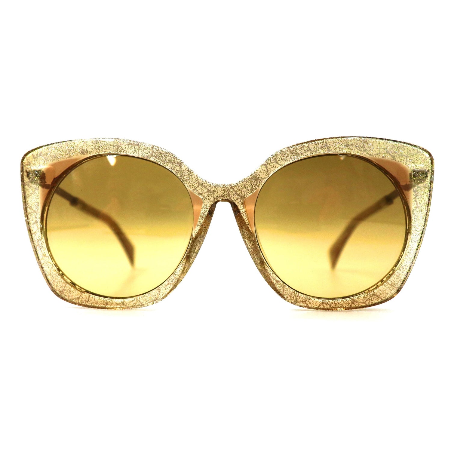 YOHJI YAMAMOTO Sunglasses Cat Eye Yellow Gold Glitter YY5018 180