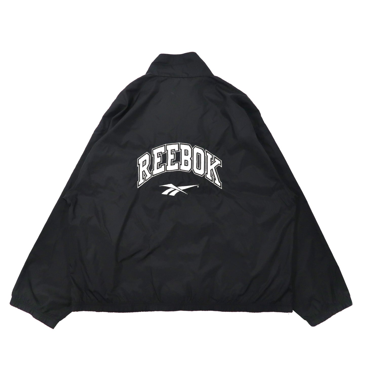 Reebok ビッグサイズ ナイロンジャケット L ブラック ベクターロゴ バッグロゴ刺繍 90年代
