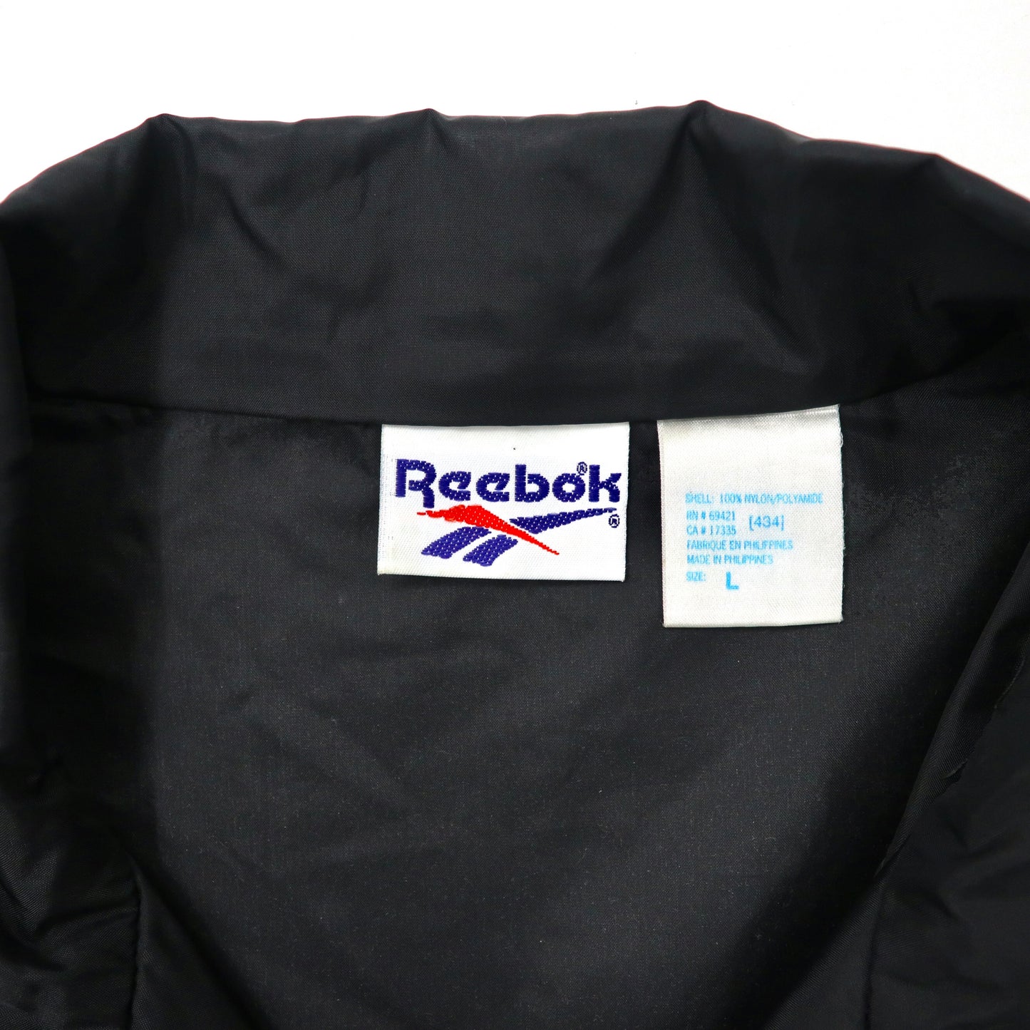 Reebok ビッグサイズ ナイロンジャケット L ブラック ベクターロゴ バッグロゴ刺繍 90年代