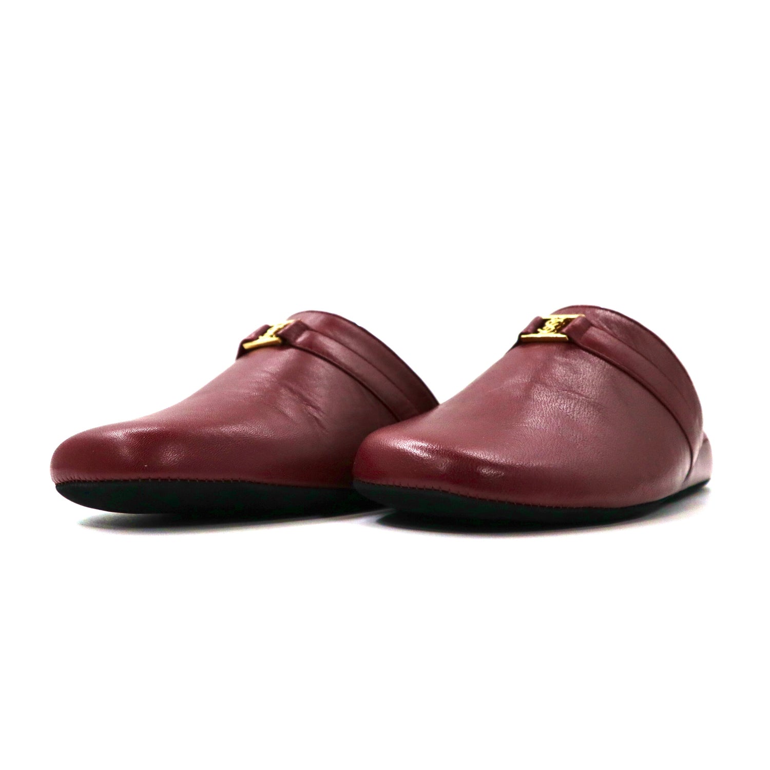 Yves Saint Laurent Room Shoes Slippers US7 BORDEAUX Leather YSL