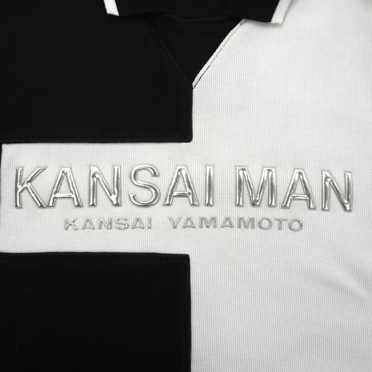 KANSAI MAN ( KANSAI YAMAMOTO ) 襟付きスウェット M ブラック ホワイト ロゴ  90年代