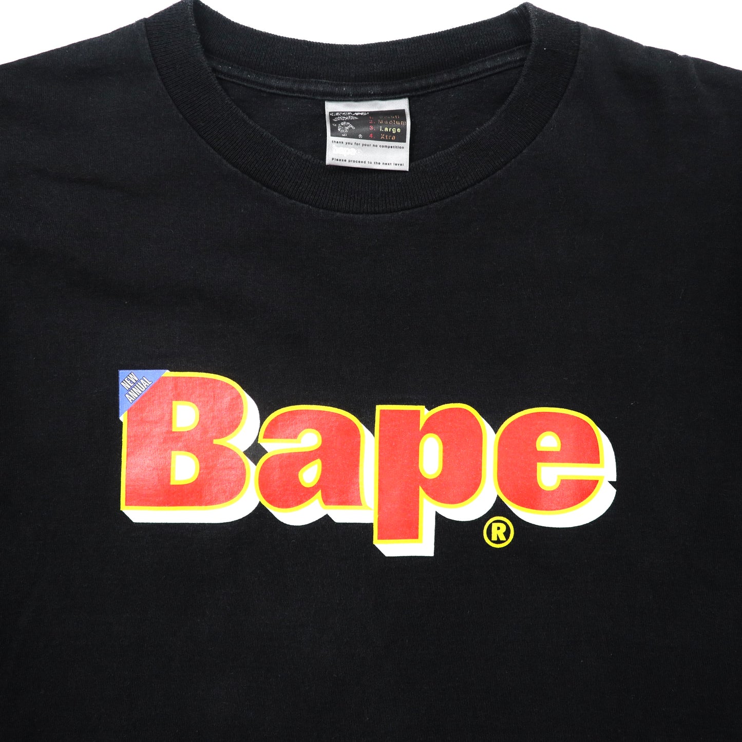 A BATHING APE Big Logo Print Tee T-Shirt L Black Cotton Japan MADE