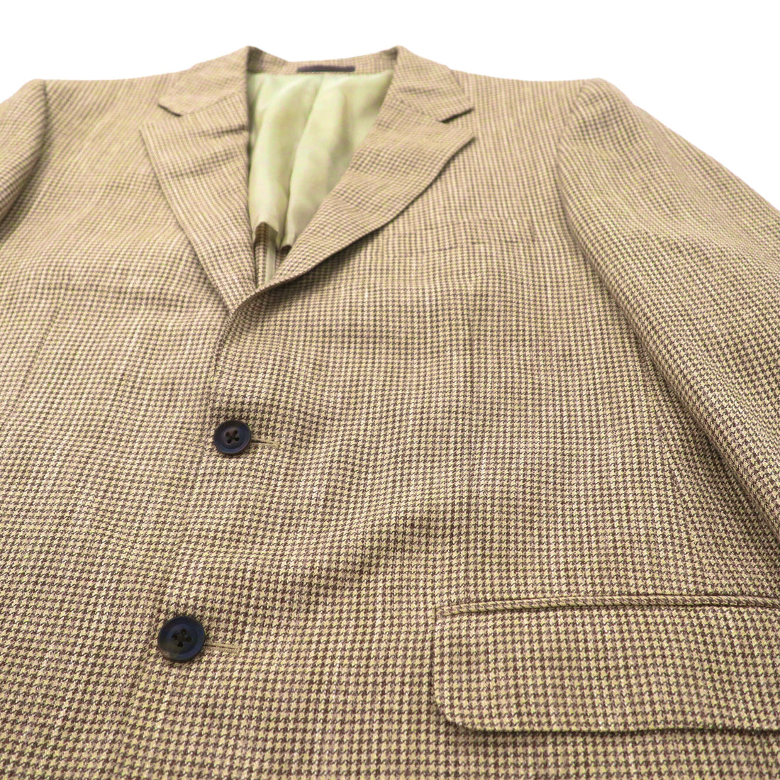 BURBERRY 2B Tailored Jacket 180 AB7 Beige Houndstooth Wool Silk Blend Made in Japan