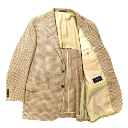 BURBERRY 2B Tailored Jacket 180 AB7 Beige Houndstooth Wool Silk Blend Made in Japan