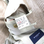 BURBERRY 2B Tailored Jacket 180 AB7 Beige Houndstooth Wool Silk Blend Made in Japan