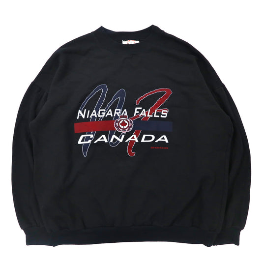 SOUVENIR TEEZ クルーネックスウェット L ブラック コットン NIAGARA FALLS CANADA 90年代 カナダ製