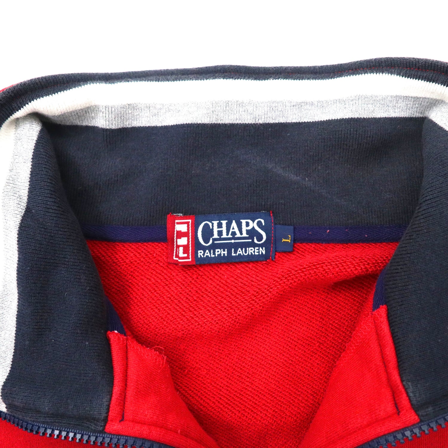 CHAPS ロゴ刺繍ハーフジップマウンテンパーカー レッド ビッグサイズ