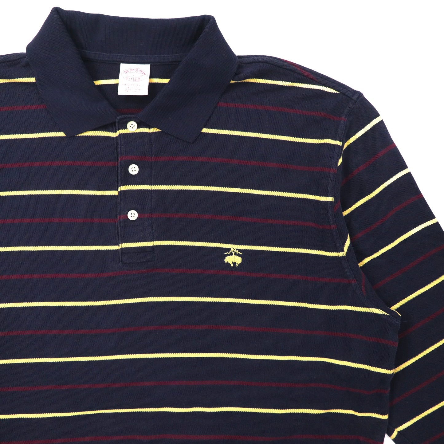 Brooks Brothers ビッグサイズ ラガーシャツ L ネイビー ボーダー コットン ワンポイントロゴ刺繍
