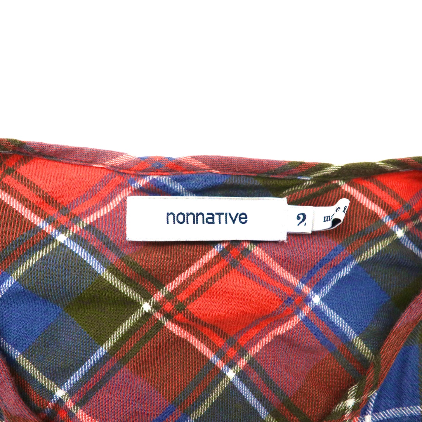 nonnative ノーカラー ウエスタンシャツ 2 レッド チェック コットン ROAMER SHIRT C/P NEL CHECK NN-S2110 日本製