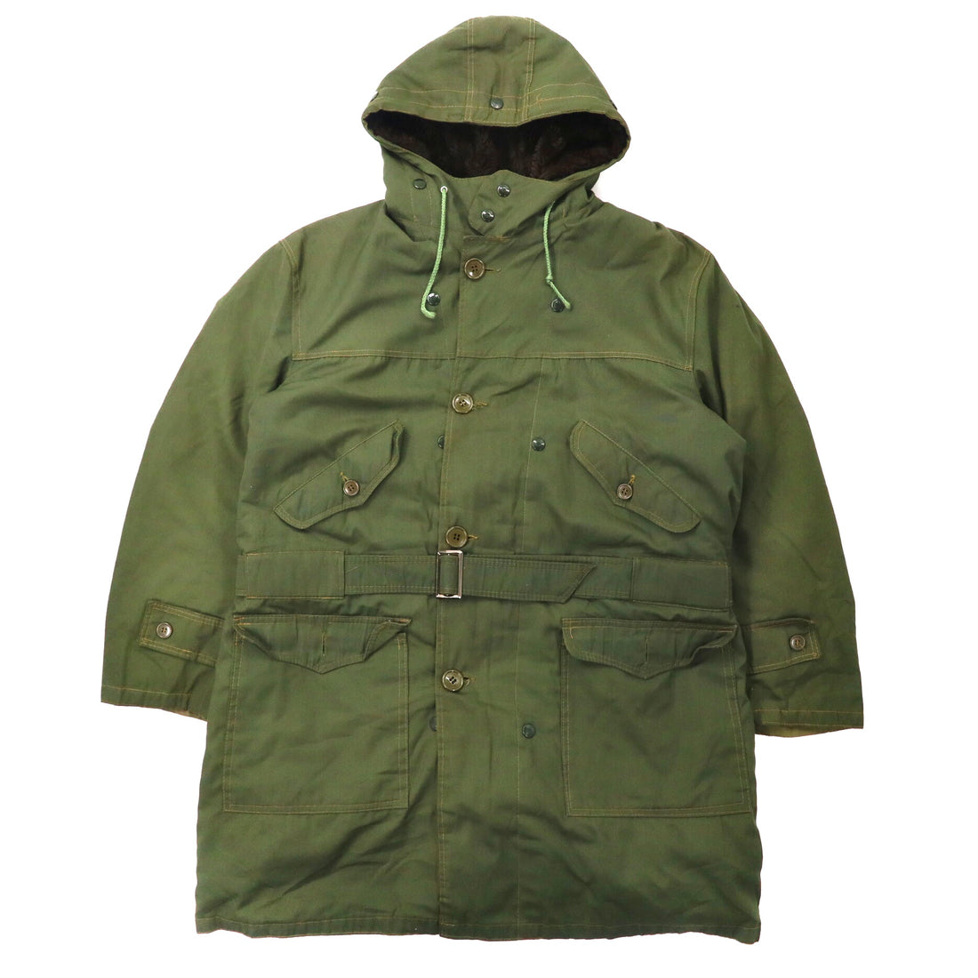 日本然リトテ-古着オンライン-US ARMY M-47 フルセット フィールドパーカー モッズコート 48 カーキ ボアライナー着脱式 ベルト付き ミリタリー-US Army M-47 Full Set Field HOODIE MOD PARKA 48 KHAKI BOA Liner Detachable Military with Belt