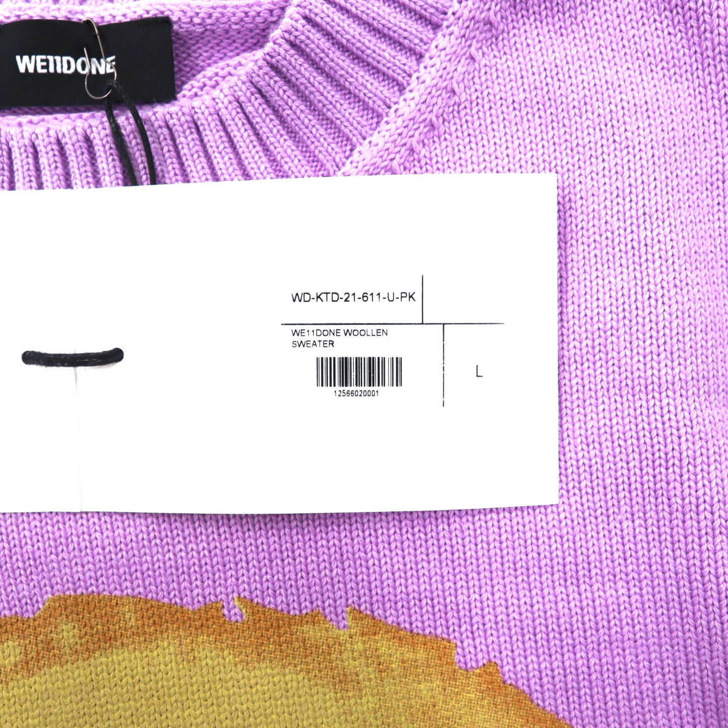 WE11DONE Sweater L Purple Printed Knit Sweater Unused RARE MARKET