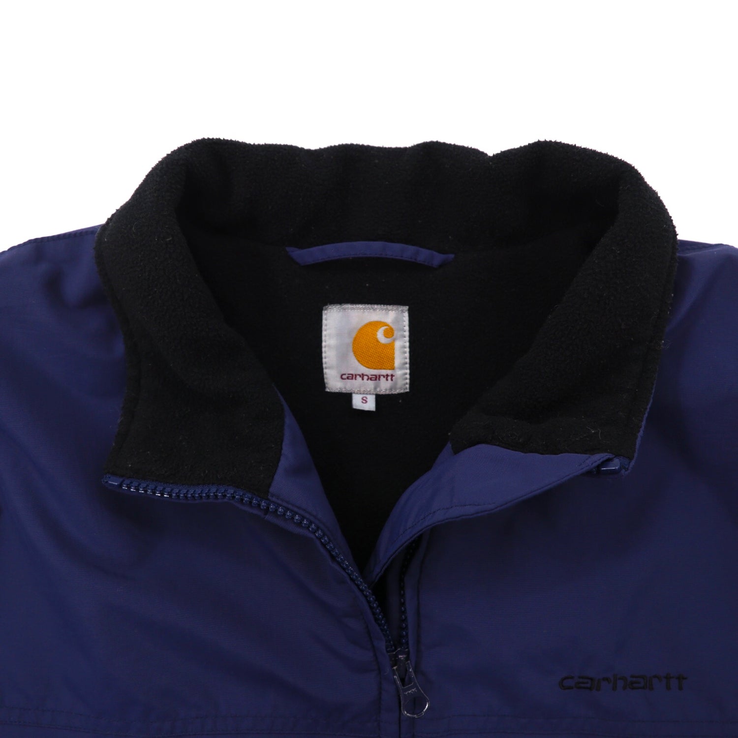 Carhartt Nylon Fleece Jacket S Navy Nylon Logo Embroidery – 日本然