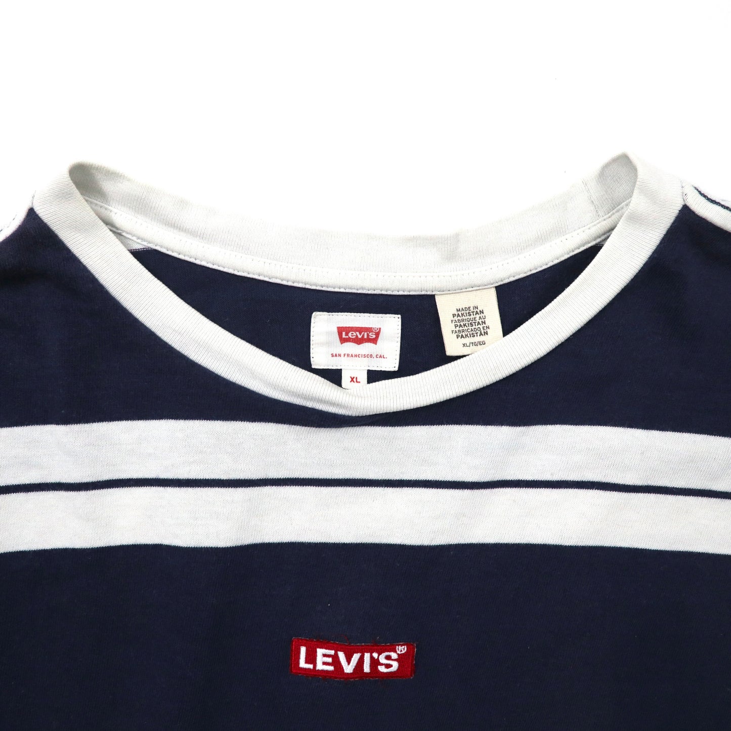 Levi's ビッグサイズTシャツ XL ネイビー ボーダー コットン ボックスロゴ