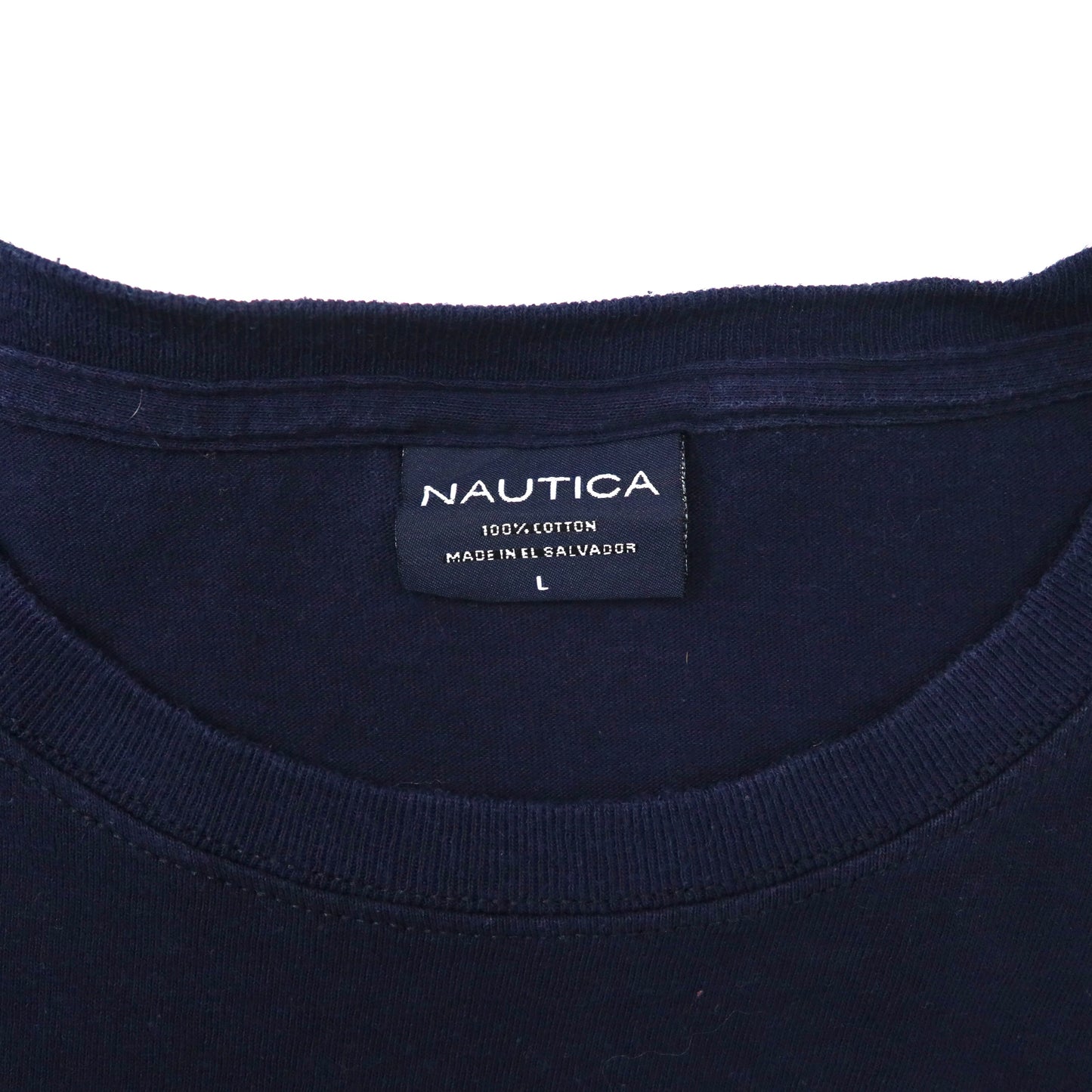 NAUTICA ロングスリーブTシャツ L ネイビー コットン ロゴプリント エルサルバドル製