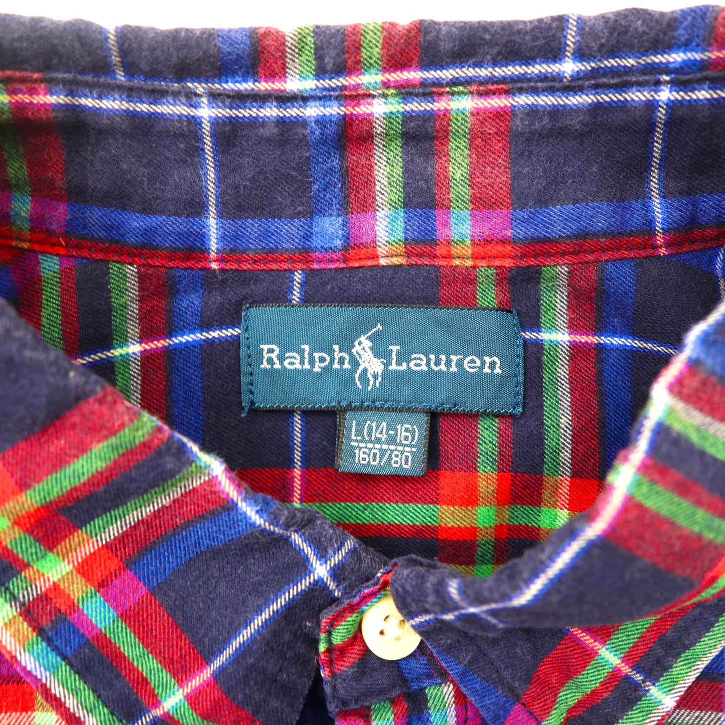 Ralph Lauren ボタンダウンシャツ L レッド チェック ワンポイントロゴ刺繍