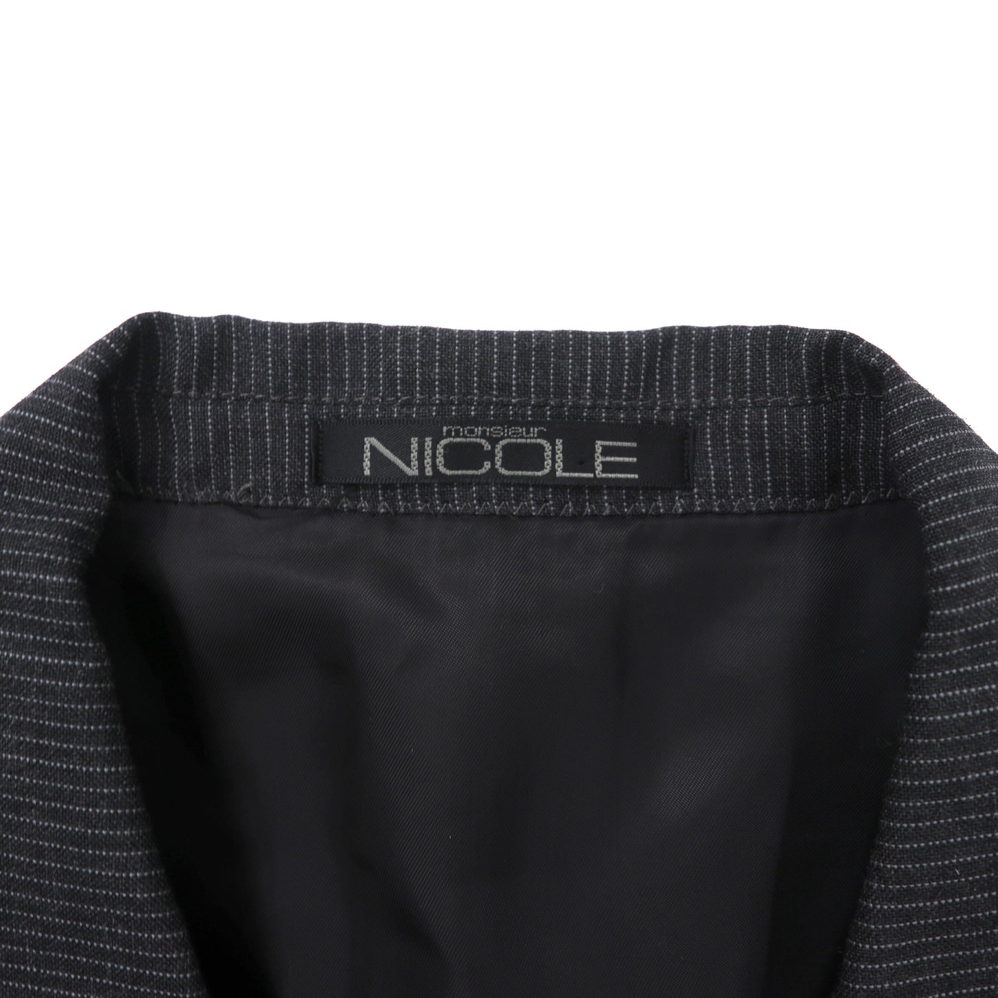 monsieur NICOLE 2Bスーツ セットアップ 48 グレー ストライプ ポリエステル 日本製