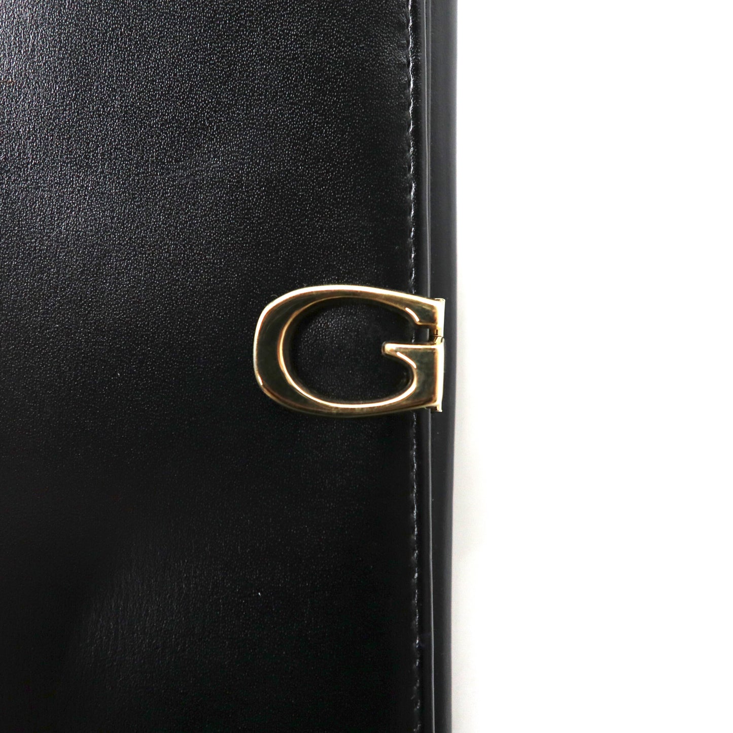 GUCCI LONG WALLET Black leather calfskin G logo bracket 035-2192 