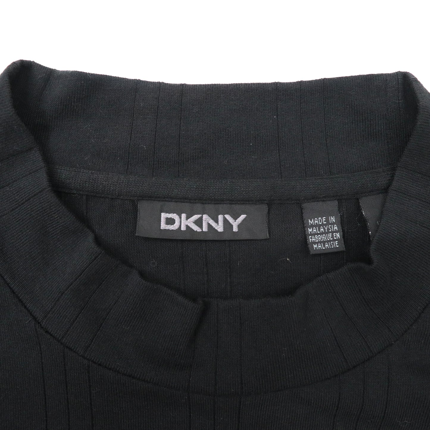 DKNY ハイネックカットソー L ブラック コットン