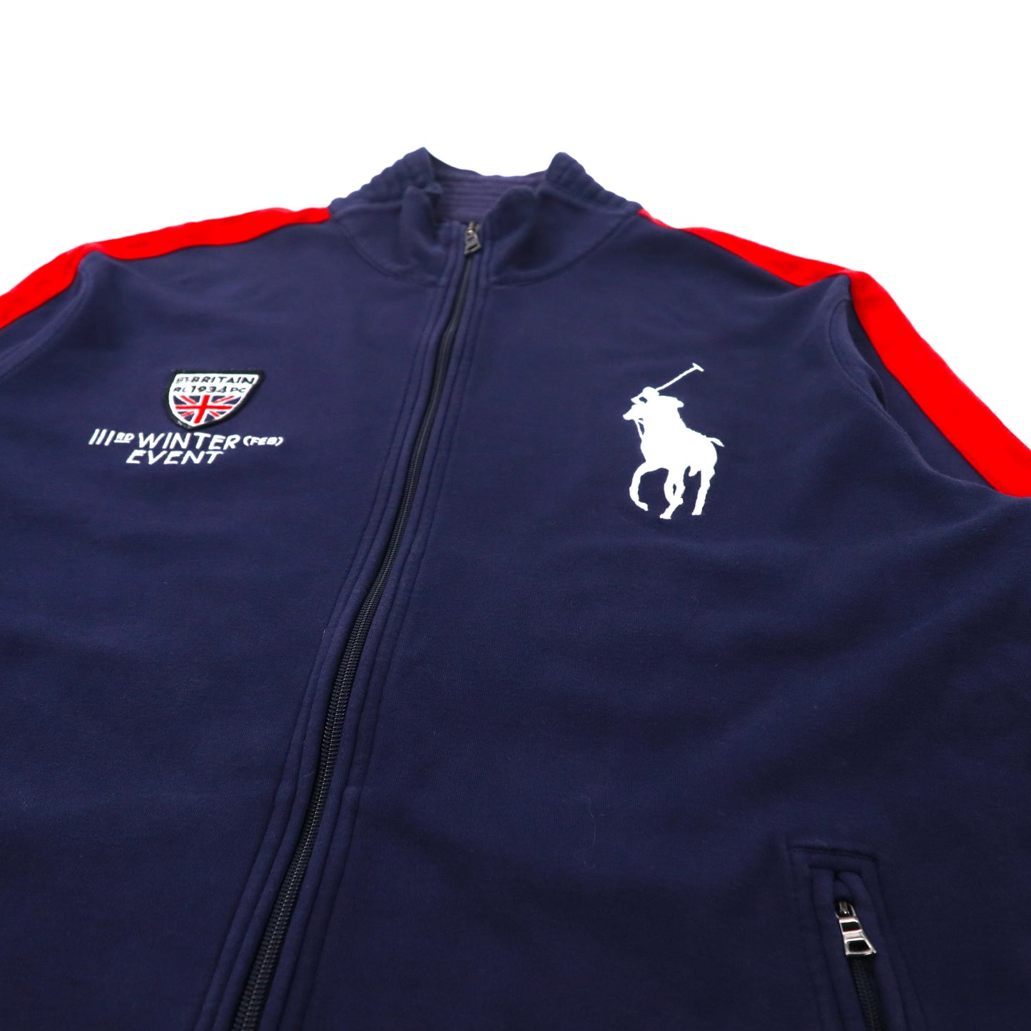 Polo by Ralph Lauren トラックジャケット ジャージ XL ネイビー コットン サイドライン ビッグポニー刺繍 GT.BRITAIN 1934 ビッグサイズ