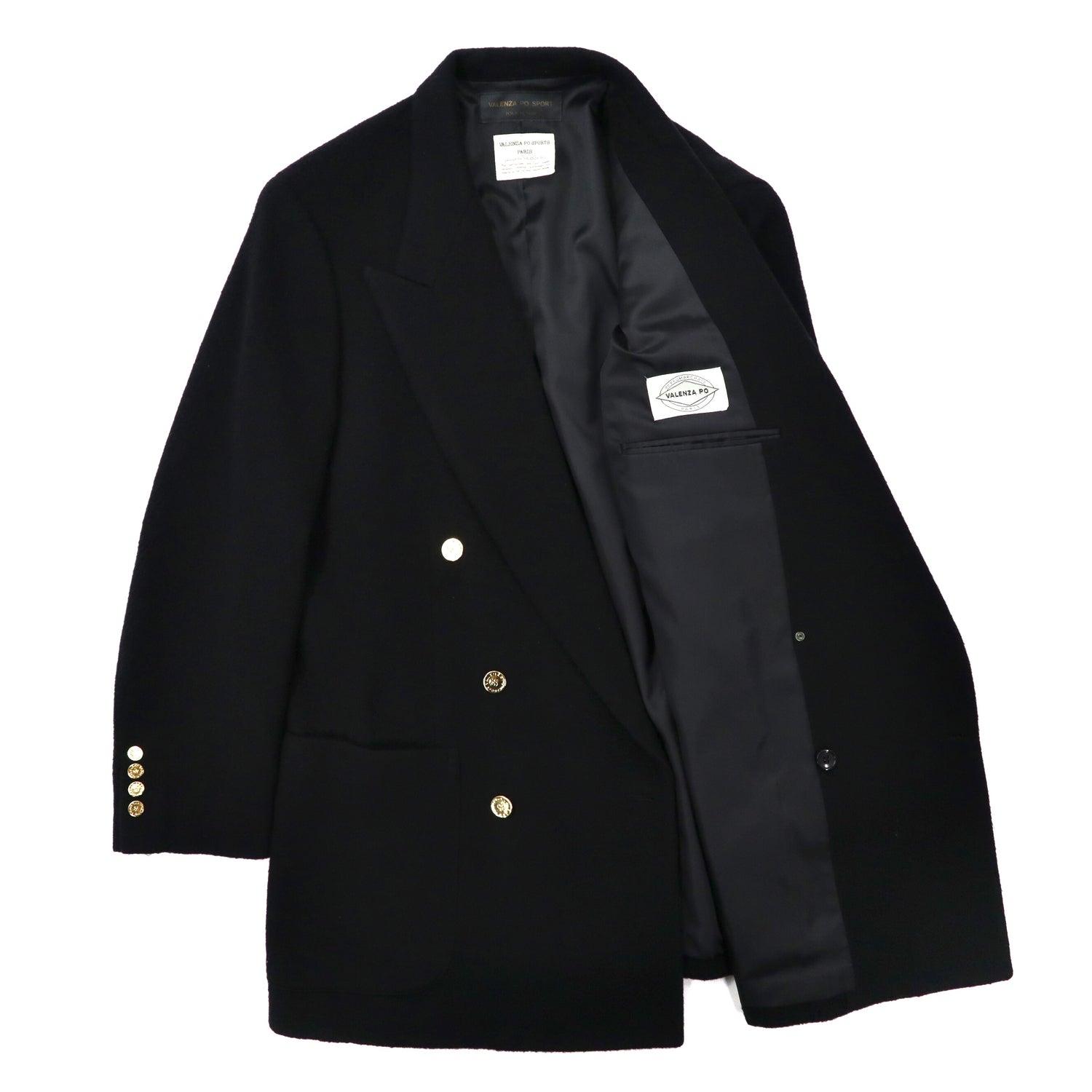 VALENZA PO SPORT Double Blest Tailored Jacket M Black Wool 