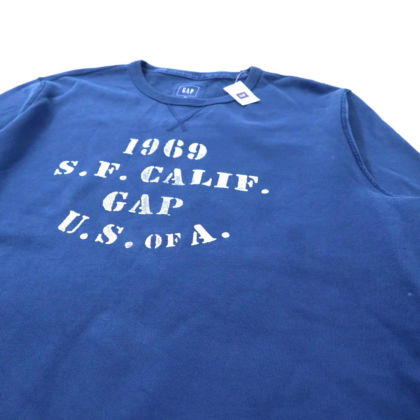 GAP ステンシルロゴプリントスウェット XL ネイビー コットン STENCIL CR MILITARY BLUE 300782 未使用品