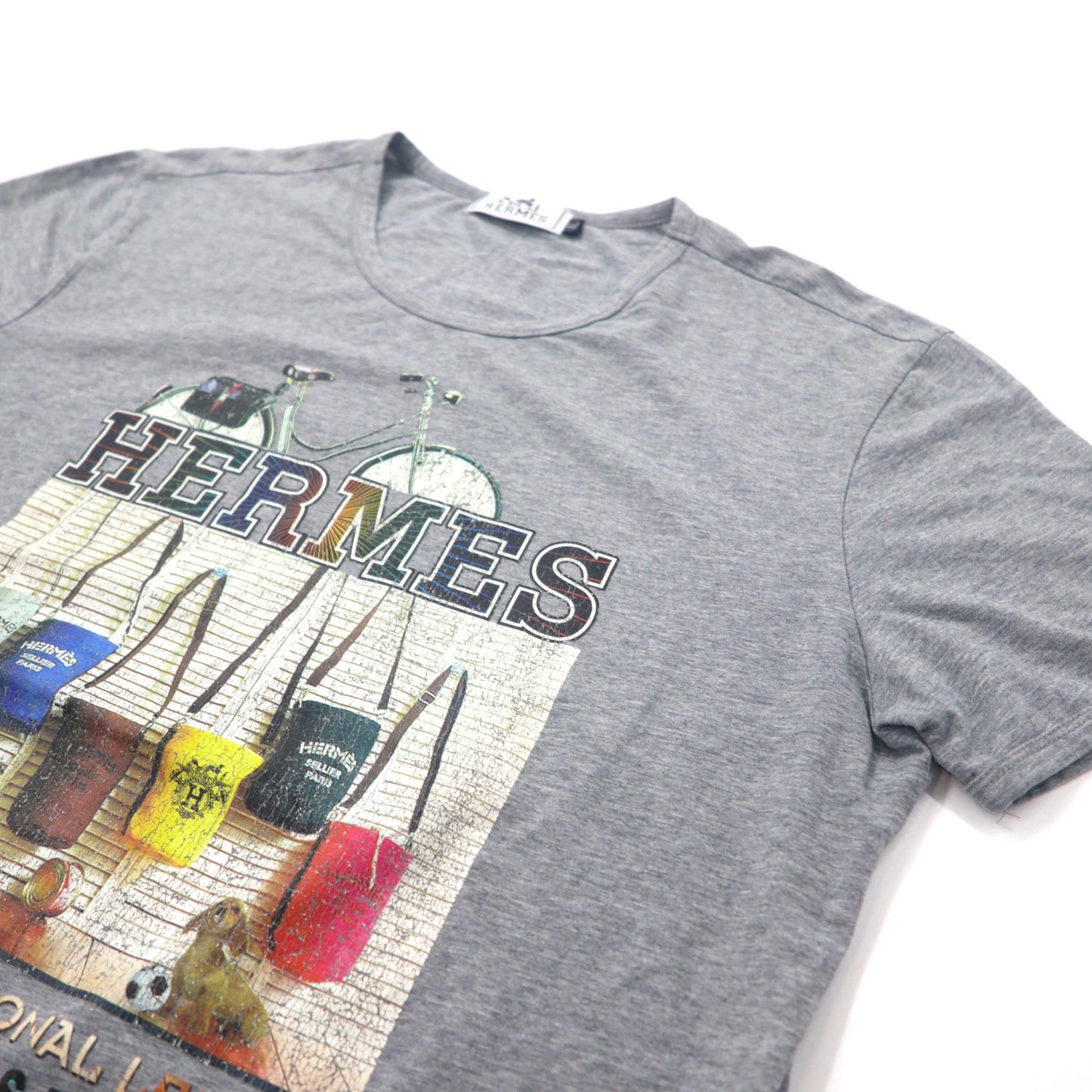 HERMES フォトプリントTシャツ XL グレー ALINE イタリア製