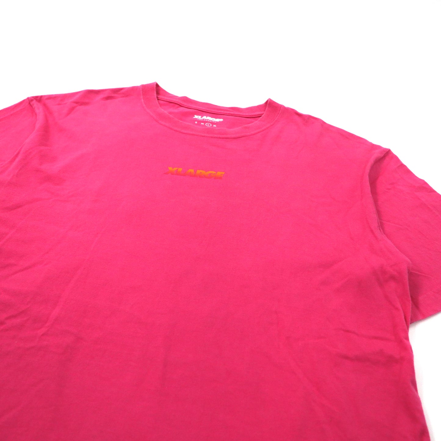 X-LARGE ビッグサイズ ロゴプリントTシャツ L ピンク コットン バックプリント S/S TEE 3 GORILLAS 01173108