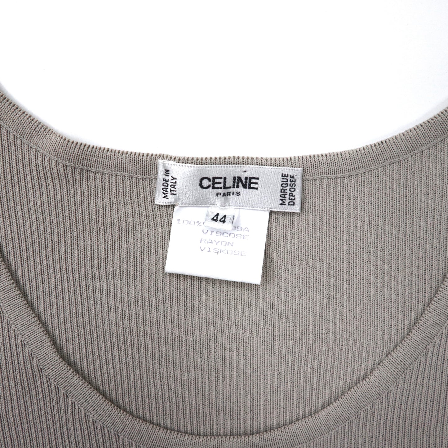 CELINE リブTシャツ 44 グレー レーヨン オールド イタリア製