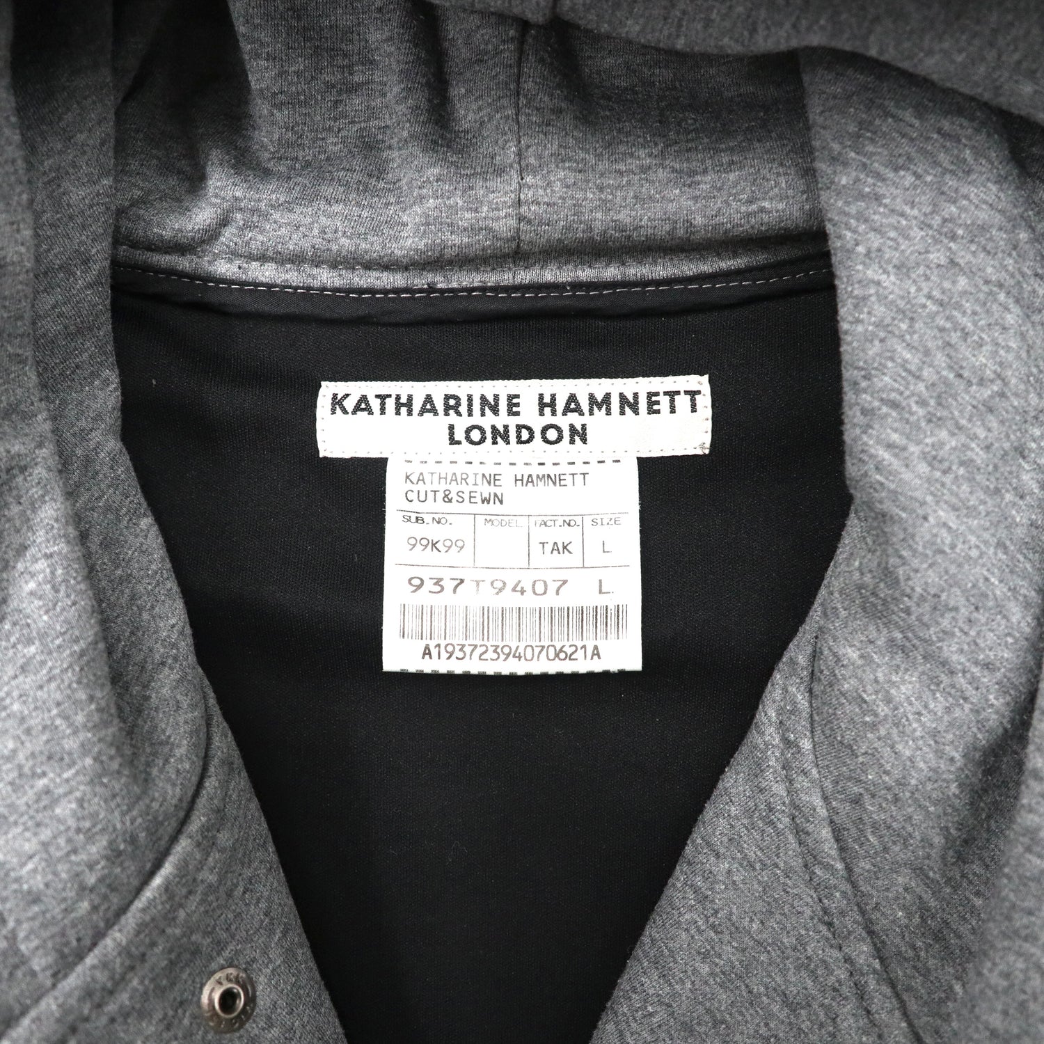 KATHARINE HAMNETT LONDON ダブルジップパーカー L グレー コットン