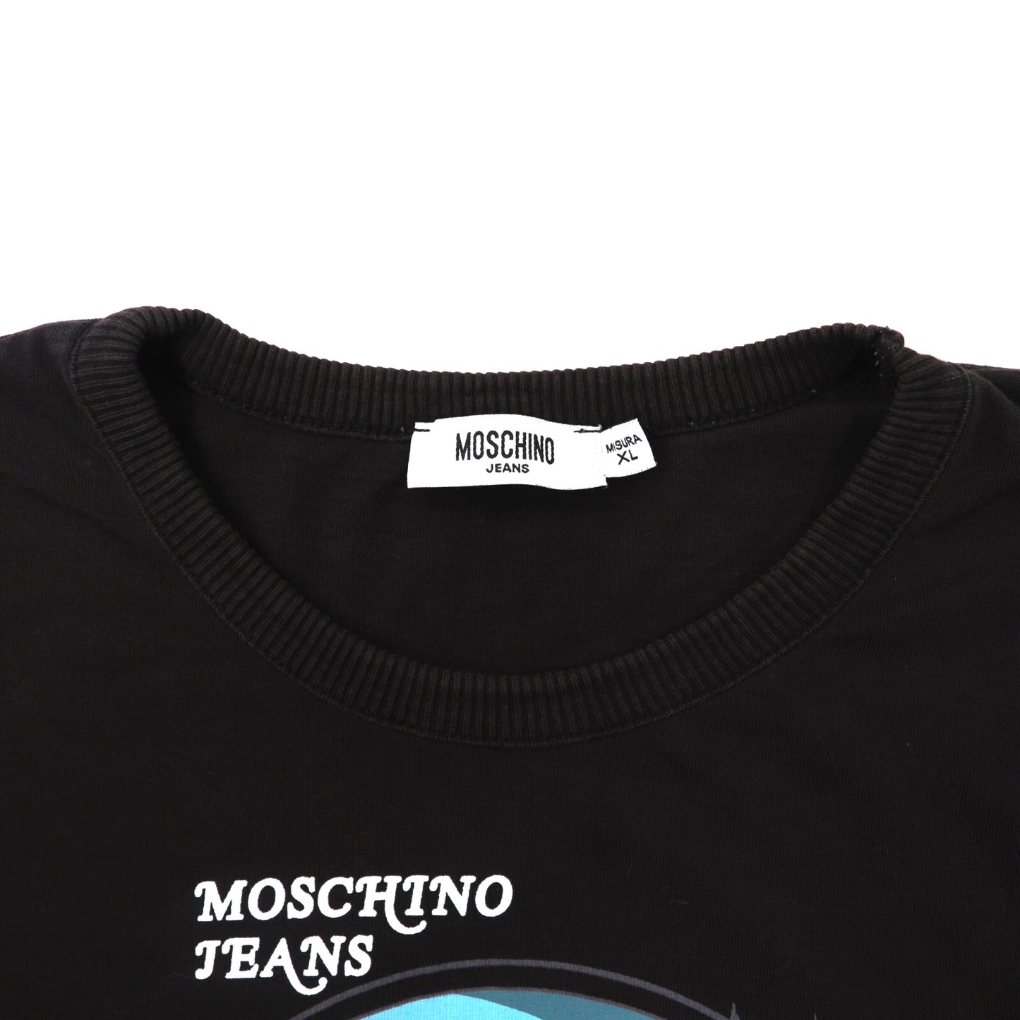 MOSCHINO JEANS ロングスリーブTシャツ XL ブラック BIG FISHプリント 90年代