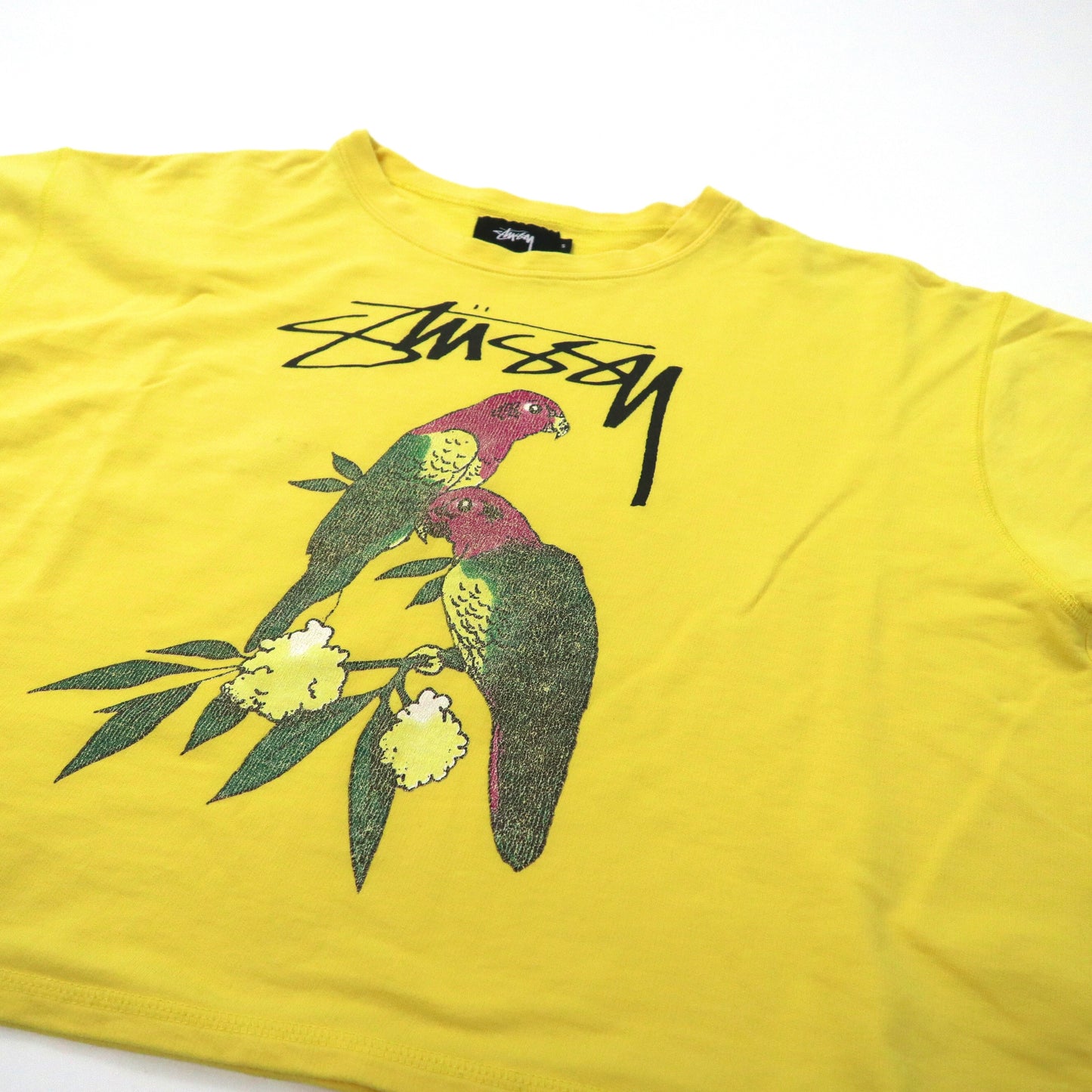 Stussy クロップド ロゴプリントTシャツ S イエロー コットン Parrots Tee 日本製