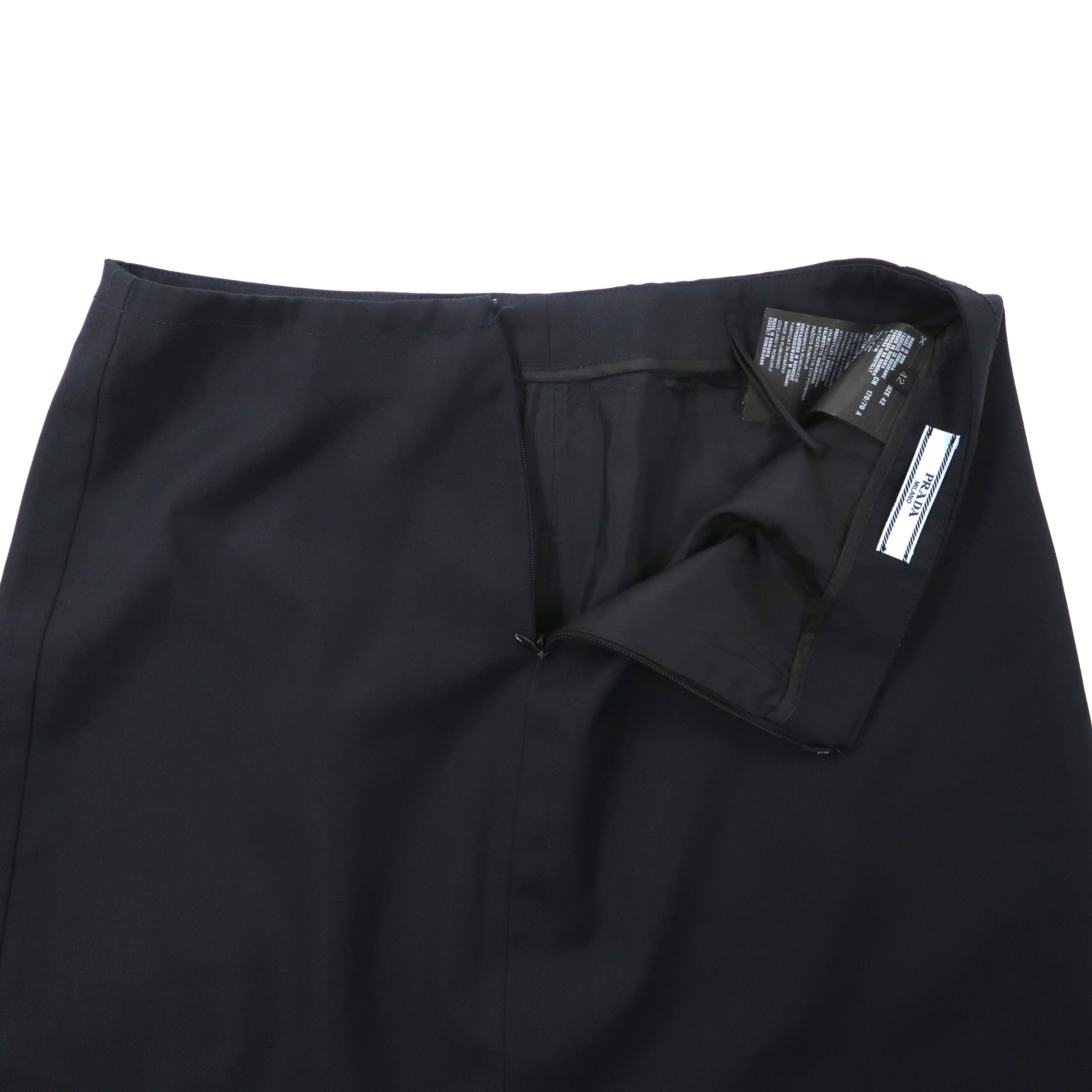 PRADA タイトスカート 42 ネイビー ウール シルク混 ルーマニア製