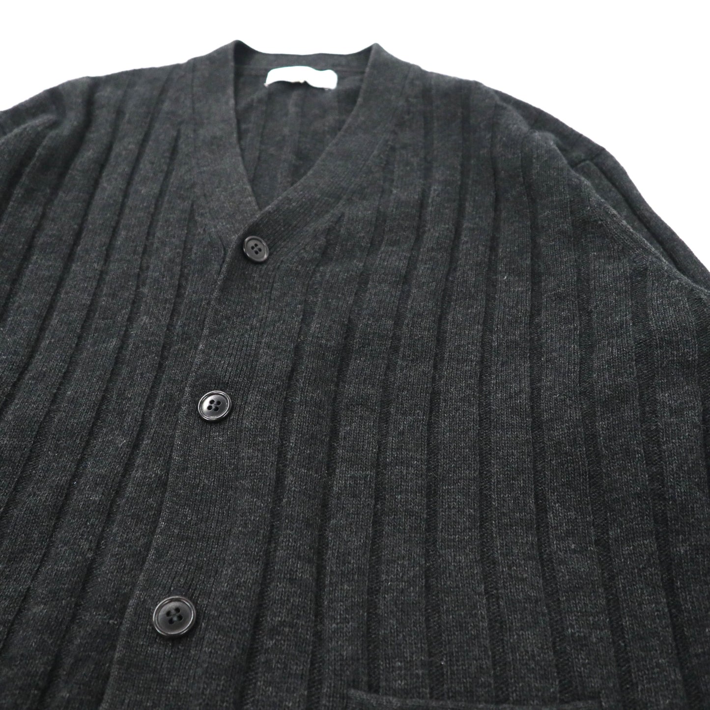 Christian Dior Rib Knit Cardigan M Gray Wool Cashmere Vintage