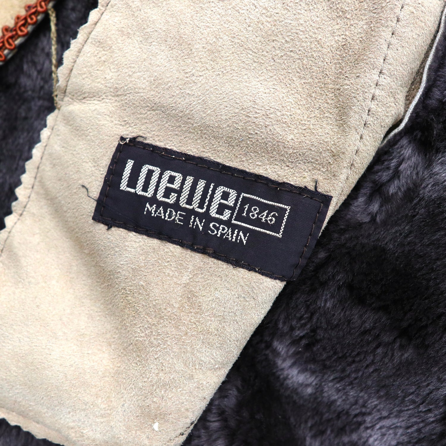 LOEWE Belted Mouton Coat 42 Beige Old Vintage 60s Made in Spain