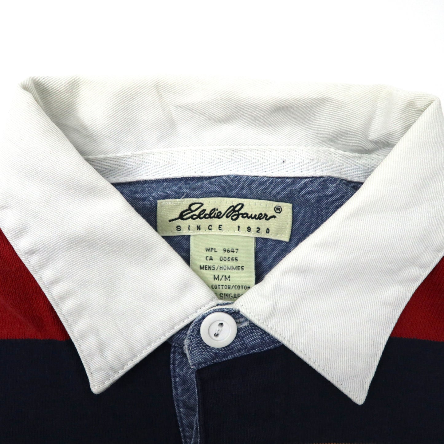 Eddie Bauer ビッグサイズ ラガーシャツ M マルチボーダー コットン 90年代