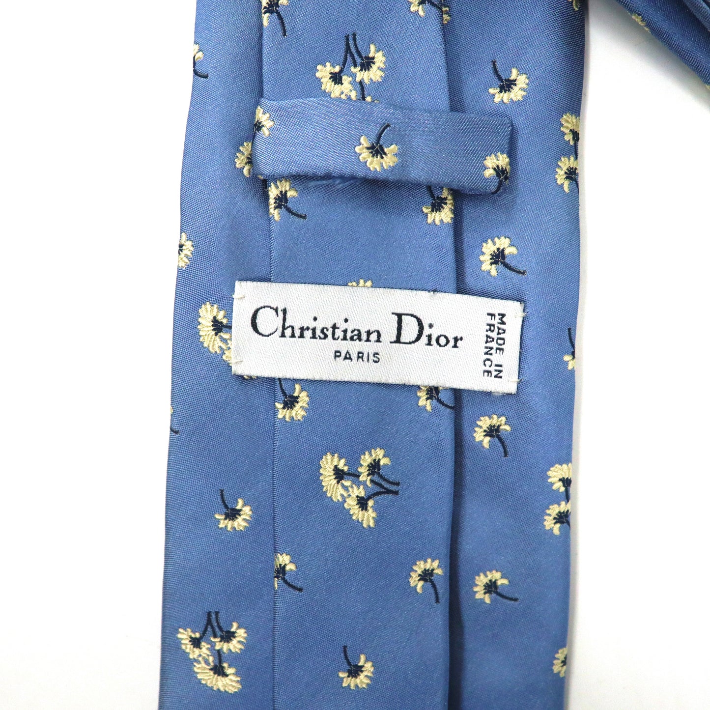 Christian Dior ネクタイ ブルー シルク 花柄 オールド フランス製