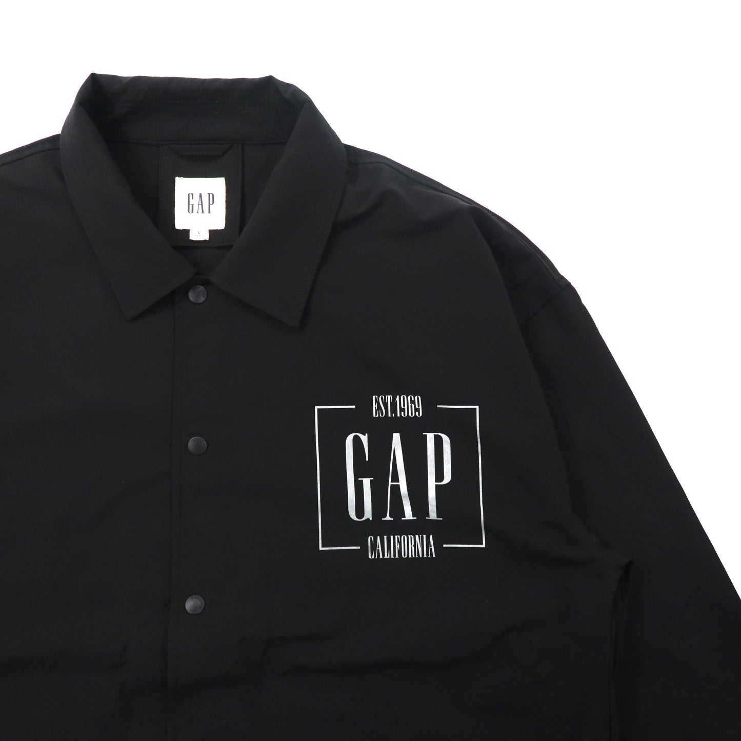 GAP ビッグサイズ コーチジャケット L ブラック ナイロン ロゴプリント 1969 リフレクター JAC COACH JACKET 808779-00 2021年モデル