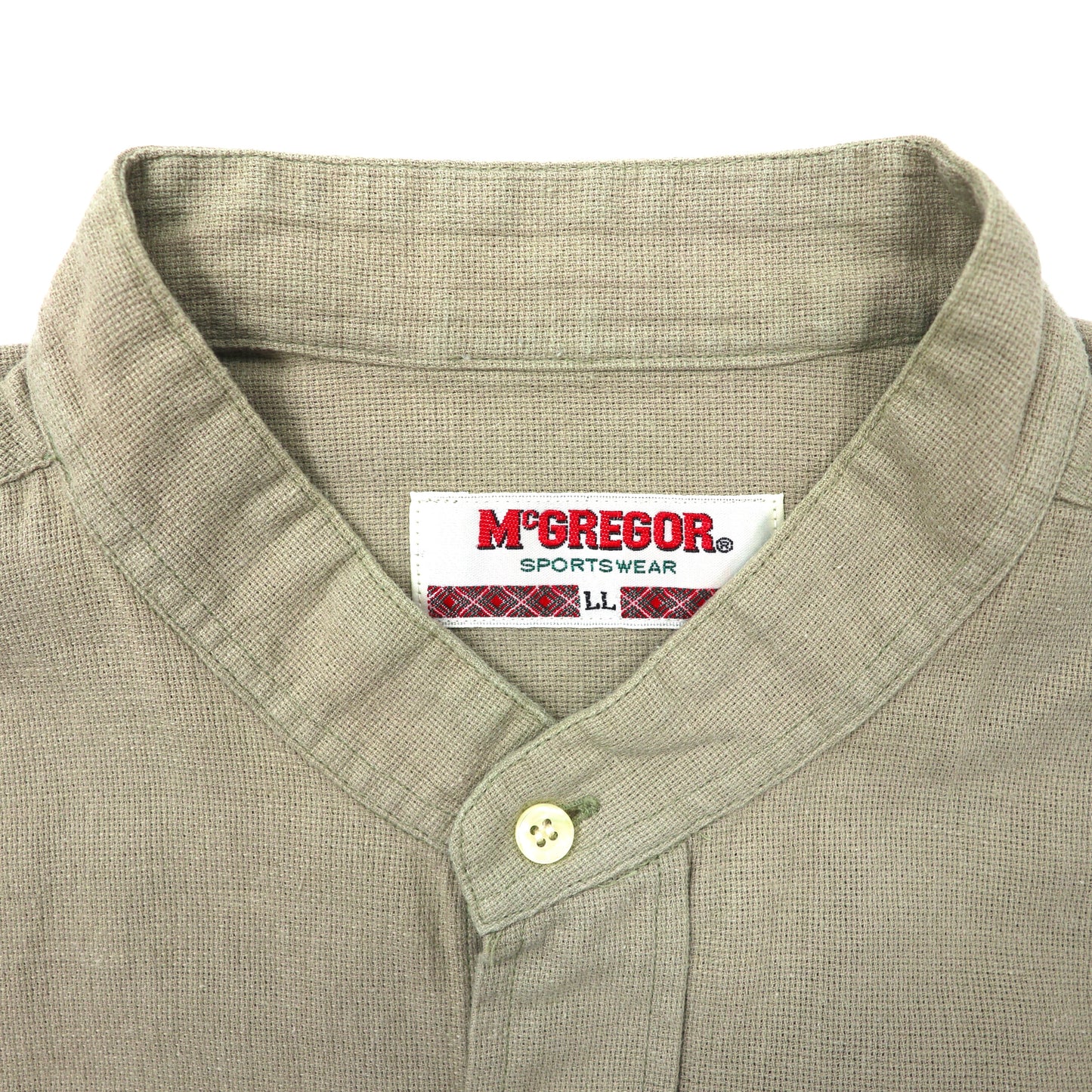 McGREGOR ノーカラーシャツ LL ベージュ コットン リネン混 日本製